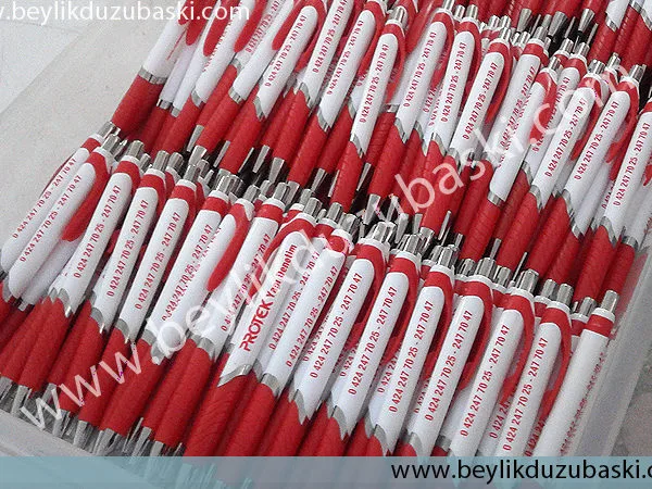 Tampon da baskısı yapılan adetli tükenmez kalem baskı örneğidir, Samsun promosyon ürünleri merkezi, promosyon ürün baskıları serigrafi baskı, tampon baskı ve uygulamaları yapılmaktadı