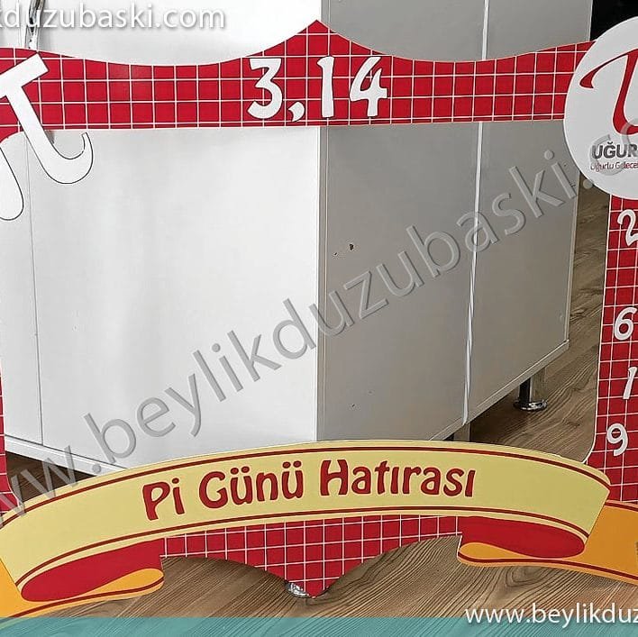 pi çerçevesi, uğur koleji için, özel renklendirmeli, özel tasarımlı, ürün yapılmıştır, istenilen ebatta üretilir, özel kesimli