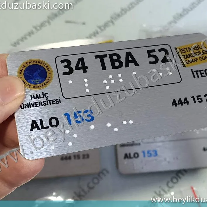 taksi için, körler alfabesi, Braille alfabesi, kabartma yazı, elle okunan yazı, taksiciler esnaf odası, iteo, kabartma harf baskılı plaka