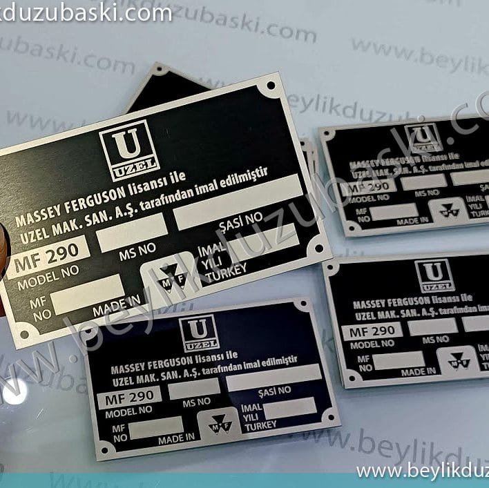 masssey ferguson, metal plaka baskı, lazer ile, metal markalama plakaları baskısı yapılır, kaliteli dış mekan dayanıklı ürün