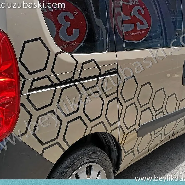 fiat doblo, fiorino, connect, bipper, tarzı araçlar için uygulanabilen, yan yüzeylere, araç sticker, etiket uygulaması yapılır, aynı gün kargo olur, taşıyıcı bant dahil gönderimi yapılır
