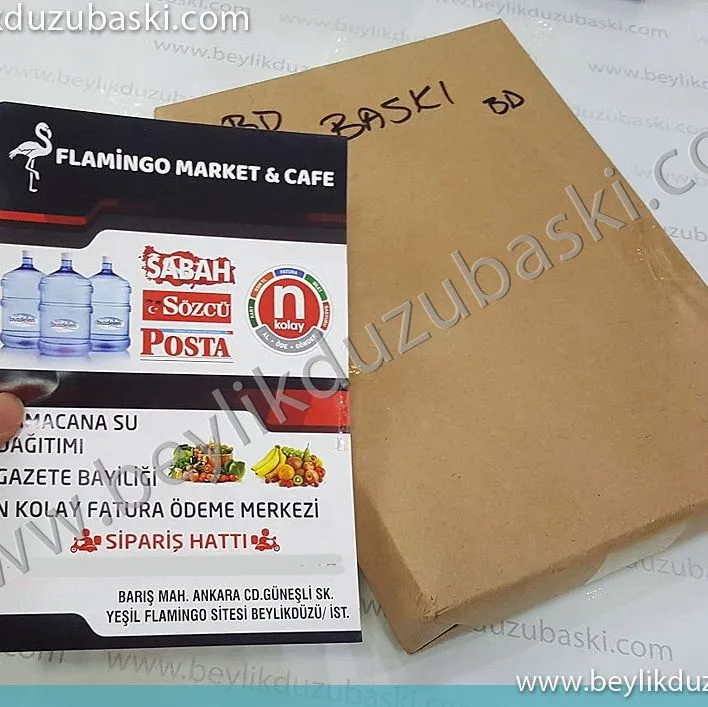 flamingo market cafe, el ilanı afiş baskısı, A5 ebadında adetli kuşe el ilanı baskısı