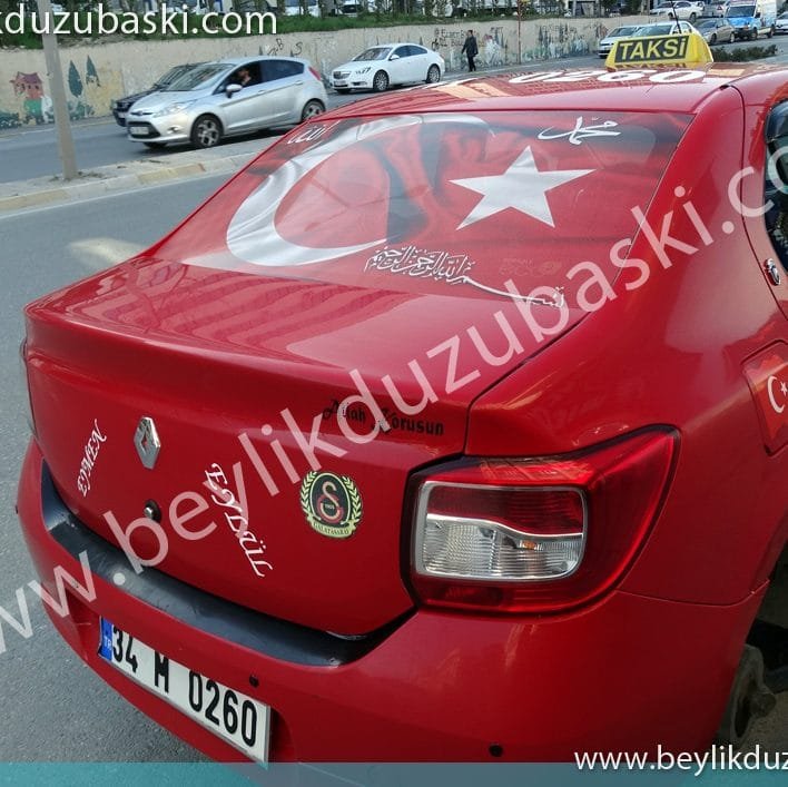 taksi arka camına, türk bayrağı, baskısı, delikli malzeme, kaliteli baskı ve işcilik, uygulama yapabilirseniz, aynı gün kargo yapılır, araç arka camına delikli baskı