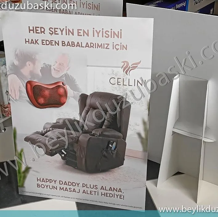 babalar günü için, ayaklı fotoblok baskısı, kampanyalar için tanıtım afiş baskısı, girişte yere konabilen tanıtım standı, ayaklı 70x100 cm tanıtım standı, kapmanya stande