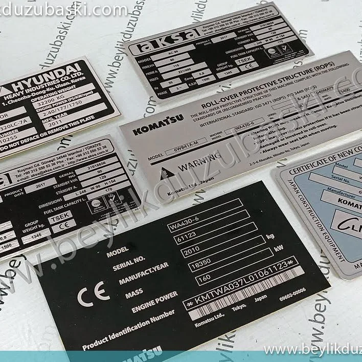 aksa, komatsu, hyundai, metal plaka baskısı, metal etiket baskısı, silinen yıpranan, metal plakalerın yeniden revizesi mümkün, acil üretim, aynı gün kargo, kaliteli metal plaka imalatı