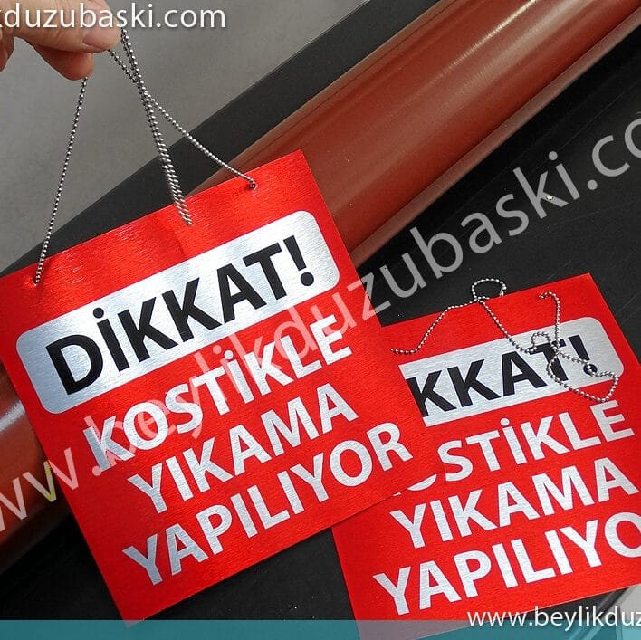 Metali zincirli, uyarı levhası, Dikkat tabelası, metal asılabilir, kaliteli uyarı levhası imalatı, metal etiket, zincirli plaka