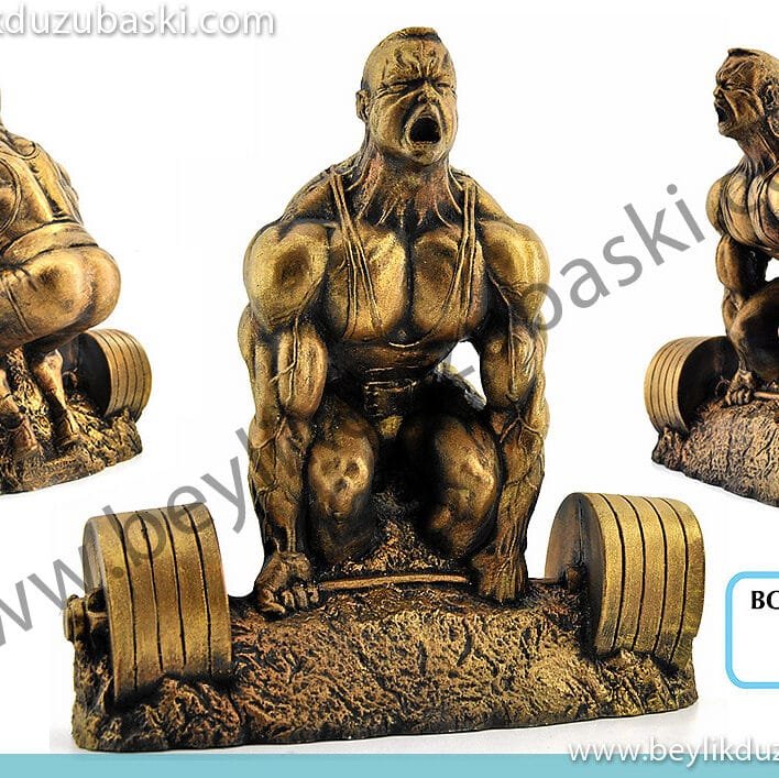 GPA Euro Champ için yapılan halter adam, halter kaldıran adam, ağırlık sporları için ödül ve plaket, döküm polyester, el boyaması, yerli üretim