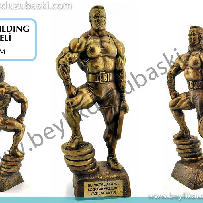 GPA Euro Champ için yapılan halter adam, halter kaldıran adam, ağırlık sporları için ödül ve plaket, döküm polyester, el boyaması, yerli üretim