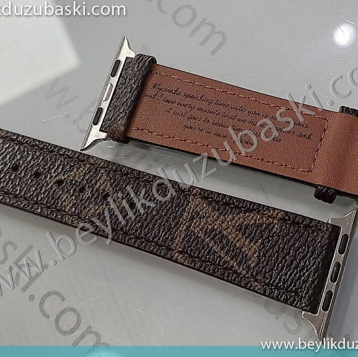 saat kayışına baskı, lazer ile saat kordon baskı, çıkmayan, kazınmayan, silinmeyen, hediye ürün baskıları