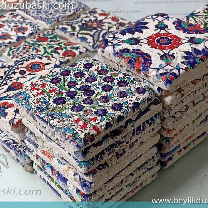 traverten taş, limra taş, üzerine baskı, uv baskı, çini deseni baskı, istenilen resim ve şekil baskısı yapılır