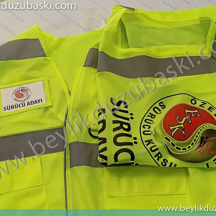 Sürücü adayı yelek, fosforlu yelek, sürücü kursu, hızlı sürücü kursu, reflektörlü sürücü kursu, yelek baskısı, mühendis yelek, inşaat yelek, baskılı ürün, aynı gün kargo