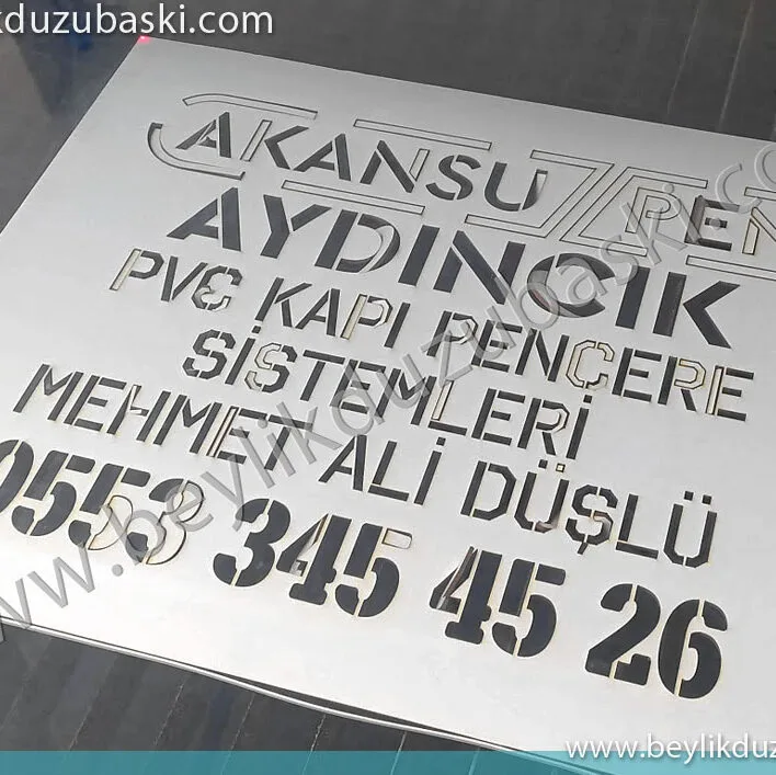 lazer şablon kesimi, 3 mm plastikten şablon kesimi, akansupen, makina ve ürünler üzerine, logo yazı, şablon kesimi, hzılı tasarım, hızlı üretim
