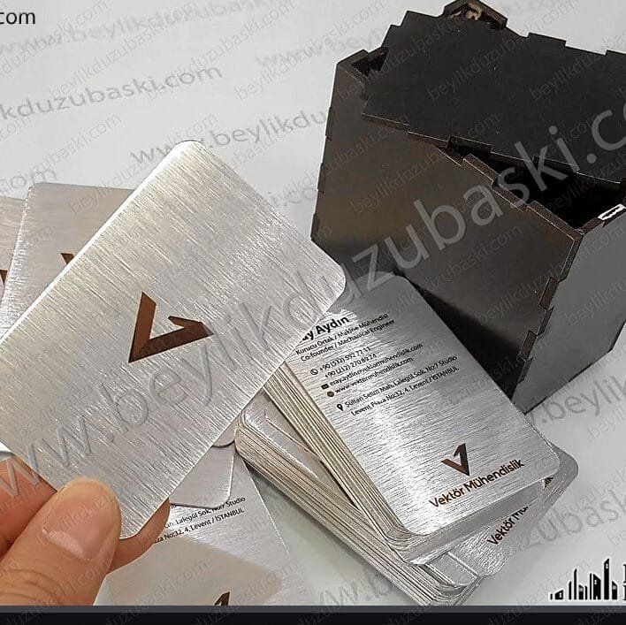 metal kartvizit, alüminyum kartvizit, logo isim baskılı, özel kartvizit, az adet üretim, aynı gün teslim, kargo, tasarım desteği