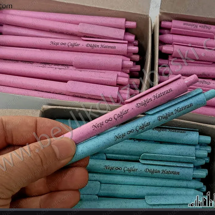 plastik kalem üzerine baskı, çıkmaz kazınmaz, kaliteli baskı, plastik tükenmez kalem markalam, düğün töreni için kalem baskı, renkli kalem baskısı, düğün hatırası kalem, pembe ve mavi