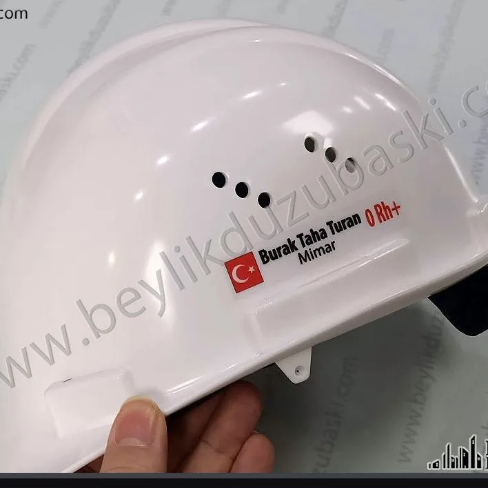Baret baskı, baskılı baret, baret üzerine isim kan grubu baskı, kan grubu, bayrak, isim baskılı baret, baskı dahil aynı gün kargo