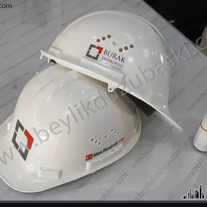 baret baskı, barete baskı, baret dahil baskı dahil ürün, az adet üretim mümkün, kaliteli baret, CE belgeli baret ve baskı, dış mekan baskılı, etiket baskıdır