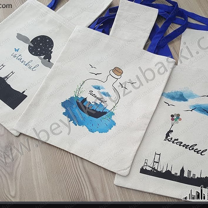 hambez çanta baskı, müşterinin tasarımları kendi getirdiği bitmiş dikilmiş, çantalara basılmıştır, numune bazlı baskı yapılmıştır, aza adet baskı 1 yüzey için birim fiyat belirtilmiştir