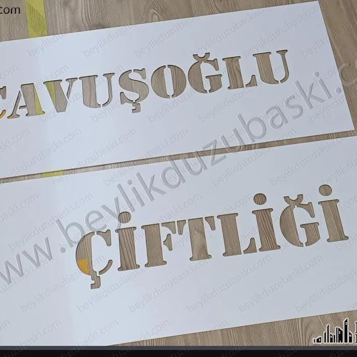 boyama şablon kesimi, yer ve duvar boyaması için şablon kesimi, lazer ile yazı ve logo şablon kesim, boya şablonu, aynı gün kargo