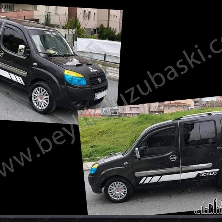 Fiat doblo Araç şerit, doblo için arça yanlarına logolu, modifiye şerit çekilmesi, kargo ile gönderim yapılır, aynı gün üretilir, istenilen renk yapılır