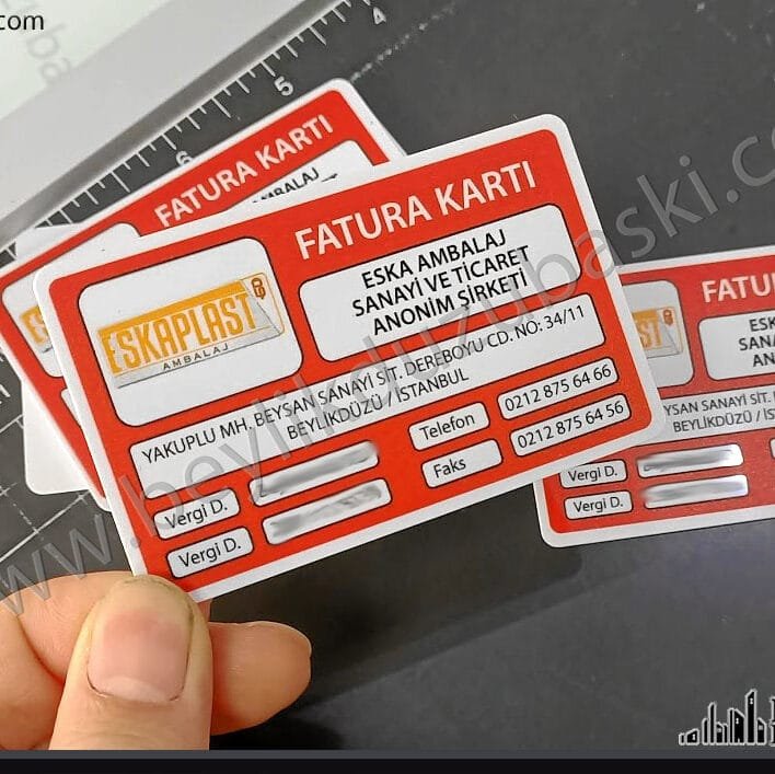 Fatura kartı baskı, kaliteli fatura baskı, 2 yüzey baskılı fatura kartı, plastik kart baskı, uv baskılı plastik fatura kartı