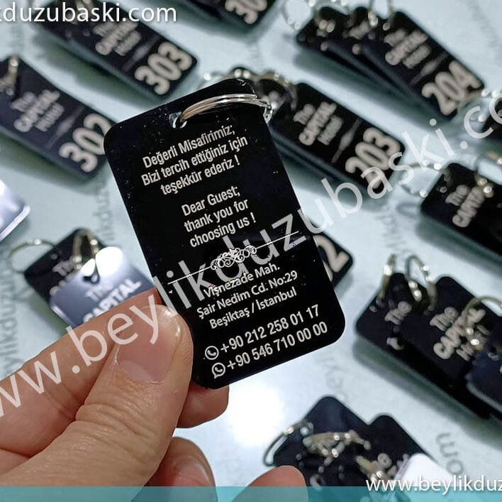 Hotel room key chain, key chain that enters the door automatic, room number written, non-wearing, non-scraping, permanent keychain manufacturing