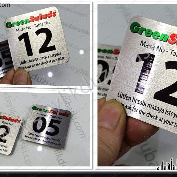 greensalads masa numarası, green salads masa numara metal plaka, masa metal isimlik, ister barkod, ister masa numarası, kaliteli ürün, uzun süre dayanım, restoran kafe masa numarası imalat