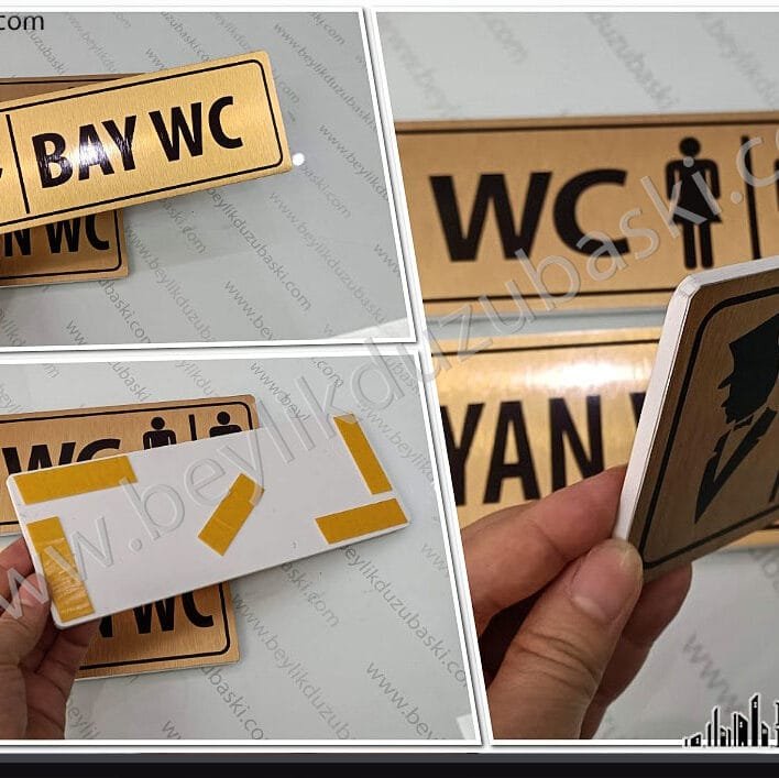 Metal kapı isimliği, kaliteli kapı tabelası, pirinç rengi, kapı isimliği, WC kapı tabelası, Bay bayan WC kapı tabelası, tuvalet için kapı tabelası, aynı gün gönderim, özel ebat ve içerik tasarımı