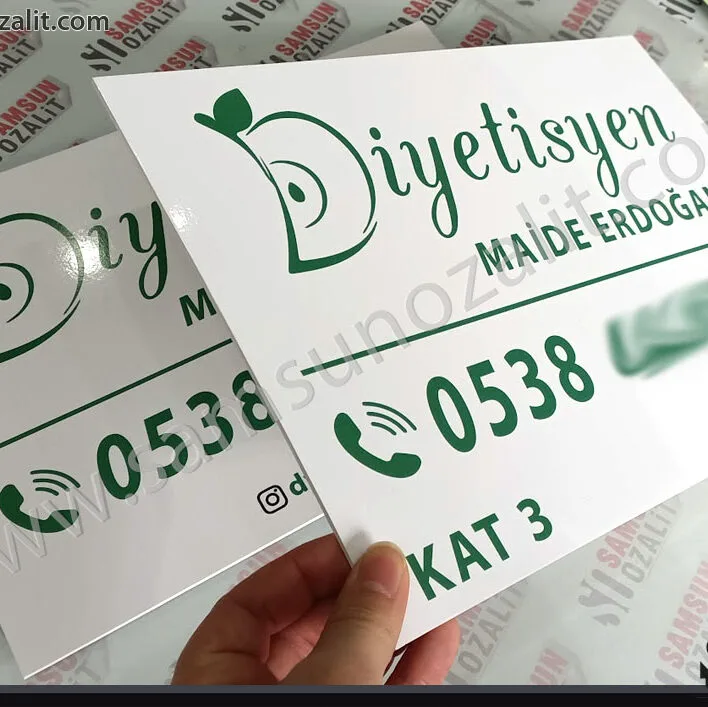 samsun diyetisyen tabelası, uygun fiyatlı kapı tabelası, apartman içi tabela, apartman giriş tabelası, kapı yanı tabelası, ucuz tabela baskıları, tasarım desteği, hızlı üretim, 3 mm plastik tabela, arkası bantlı, acil işlerde bekleyip alabilirsiniz, samsun baskı merkezi, kaliteli ürün, ve baskılar için, samsun ozalit