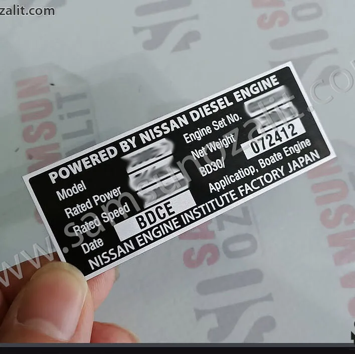 Nissan motor numarası, nissan motor şasi numarası, nissan diesel engine, aslına uygun, motor numara baskısı, şasi numarası baskısı, deniz motoru, tekne motor baskısı, yönetmeliğe uygun motor etiketi, tekne kütük bağlama etiketi, sudan etkilenmez, kaliteli, dış mekan 30 yıl dayanım, samsun metal etiket baskı merkezi