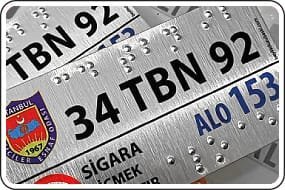 Ticari Taksi Plaka, Görme Engelli Braille Alfabe metal plaka